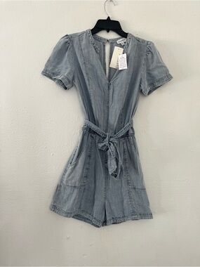 Evereve Light Blue Washed Denim Romper